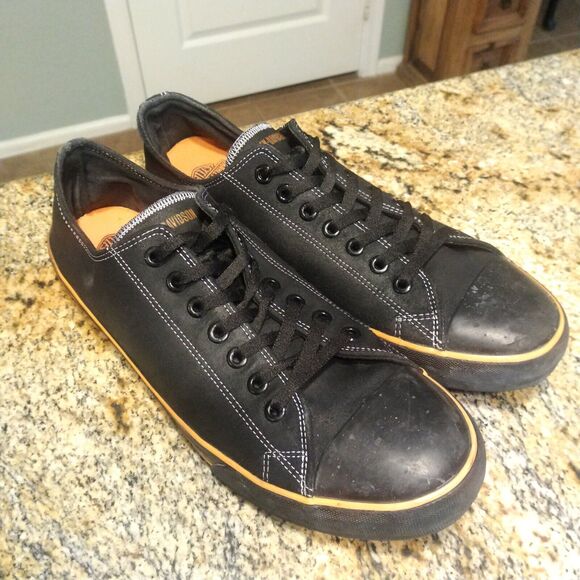 Harley-Davidson Men’s D93197 Biker Motorcycle Casual Shoes Black Orange Size 12 - Picture 2 of 12